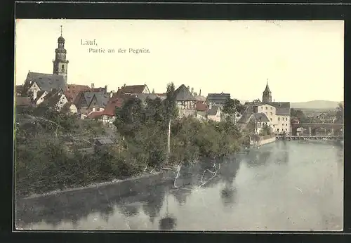 AK Lauf / Pegnitz, Stadtpartie am Fluss