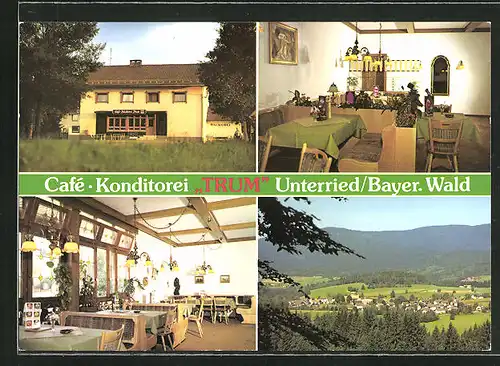 AK Unterried /Bayer. Wald, Café-Konditorei Trum, Innenansichten