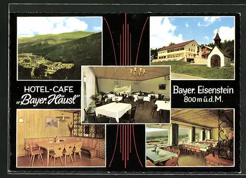AK Bayer. Eisenstein, Hotel-Café Bayerisch Häusl, Innenansichten