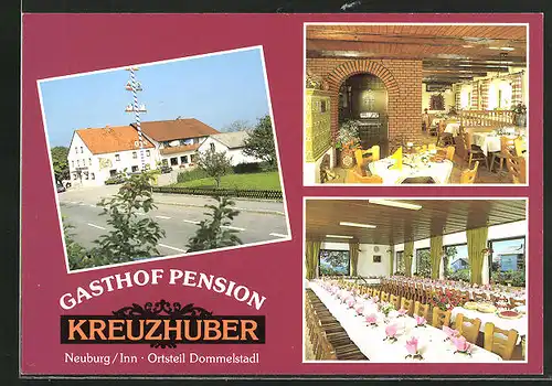 AK Dommelstadl / Neuburg, Gasthof-Pension Kreuzhuber, Passauer Strasse 36, Innenansichten