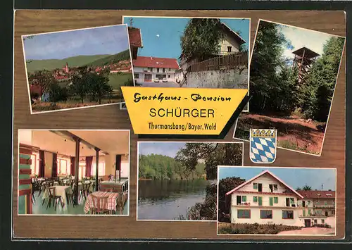 AK Thurmansbang /Bayer. Wald, Gasthaus-Pension Hubert Schürger, Innenansicht, Aussichtsturm