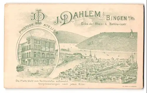 Fotografie J. Dahlem, Bingen am Rh., Ansicht Bingen, Aussenfasade Atelier Dahlem mit Blick zur Stadt