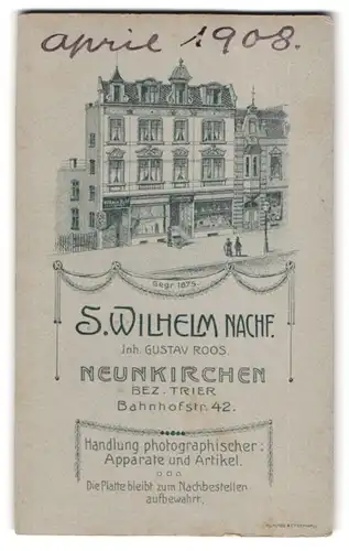 Fotografie S. Wilhelm Nachf., Neunkirchen, Ansicht Neunkirchen, Aussenfasade des Ateliers Bahnhofstr. 42