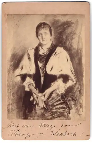Fotografie Damen-Portrait nach einer Skizze von Franz Lehnbach