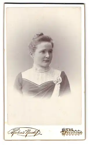 Fotografie Hahn`s Nachfl., Dresden, Ferdinandstrasse 11, junge Dame mit hochgestecktem Haar