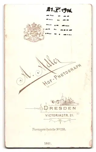 Fotografie A. Adler, Dresden, Victoriastr. 21, Portrait kleines Mädchen im Rüschenkleidchen mit Schleifen