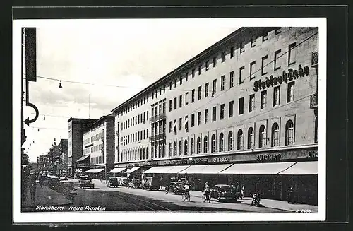 AK Mannheim, Neue Planken mit Gasthaus Stadtschänke