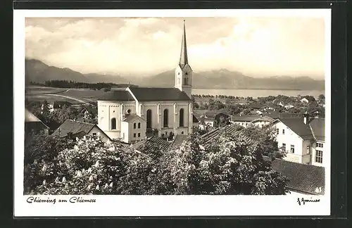 AK Chieming /Chiemsee, Kirche gegen See