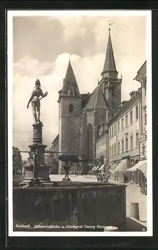 AK Ansbach, Johanniskirche u. Markgraf Georg Brunnen