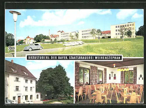 AK Freising, Gasthaus Bräustüberl der Bayer. Staatsbrauerei Weihenstephan, Innenansicht, Ortspartie
