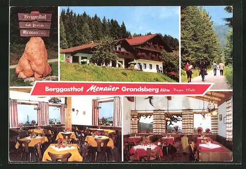 AK Schwarzach, Berggsthof Menauer Grandsberg 6, Innenansicht, Ortspartie mit Wanderern