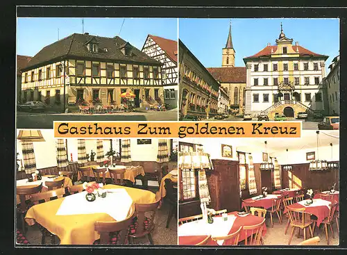 AK Iphofen, Gasthaus Zum goldenen Kreuz, Innenansicht, Ortspartie