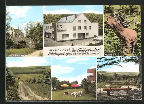 AK Hausen v. d. Höhe /Taunus, Pension-Café Zur Glücksschmiede, Garten, Mapper-Schanze