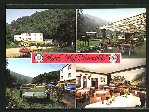 AK Aarbergen, Hotel Hof Neumühle, Innenansicht, Garten mit Tischtennisplatte