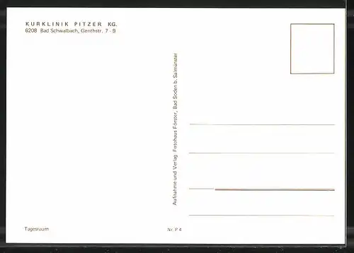 AK Bad Schwalbach, Kurklinik Pitzer KG, Genthstrasse 7-9, Innenansicht