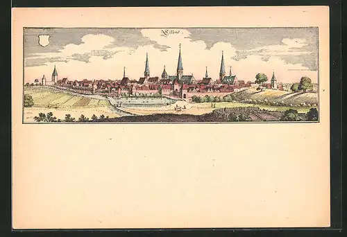 Künstler-AK Essen, Gesamtansicht, Stich von 1590