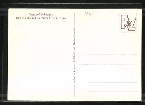 AK Bad Reichenhall, Berghof Schroffen, Grosser Saal, Innenansicht