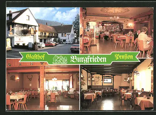 AK Jossgrund-Burgjoss im Naturpark Spessart, Gasthof Pension Burgfrieden, Innenansichten