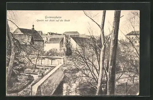 AK Germersheim, Queich mit Blick auf die Stadt