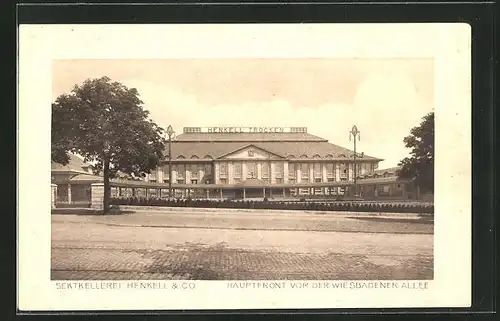 AK Biebrich, Sektkellerei Henkell & Co, Hauptfront vor der Wiesbadener Allee