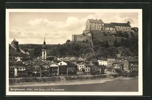 AK Burghausen /Obb., Burg und Pulverturm