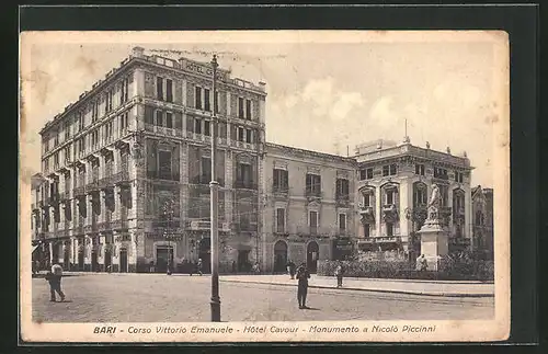 AK Bari, Corso Vittorio Emanuele, Hotel Cavour, Monumento a Nicolo Piccinni