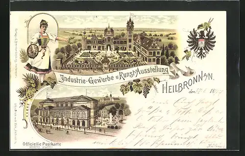Lithographie Heilbronn, Industrie-Gewerbe- und Kunst-Ausstellung 1897, Ausstellungsgebäude