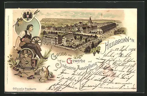 Lithographie Heilbronn, Industrie-Gewerbe- und Kunst-Ausstellung 1897, Ausstellungsgelände