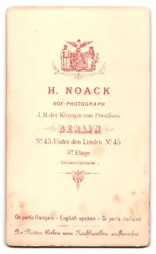 Fotografie H. Noack, Berlin, Unter den Linden 45, Portrait Frau im Biedermeierkleid mit Brosche