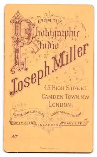 Fotografie Joseph Miller, London-Camden Town, 45, High Street, Portrait junge Dame mit hochgestecktem Haar