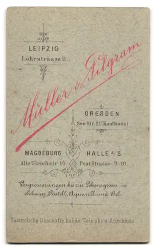 Fotografie Müller & Pilgram, Dresden, See-Str. 2, Portrait junge Frau im Biedermeierkleid mit Dutt