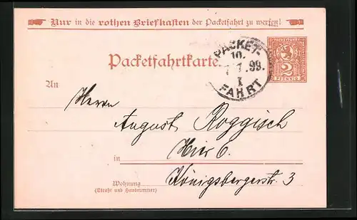 AK Private Stadtpost, Packetfahrtkarte Berlin