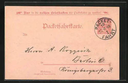 AK Private Stadtpost, Packetfahrtkarte Berlin