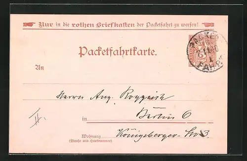 AK Private Stadtpost, Packetfahrtkarte Berlin