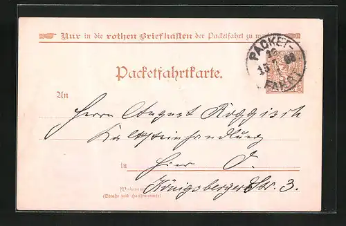 AK Private Stadtpost, Packetfahrtkarte Berlin