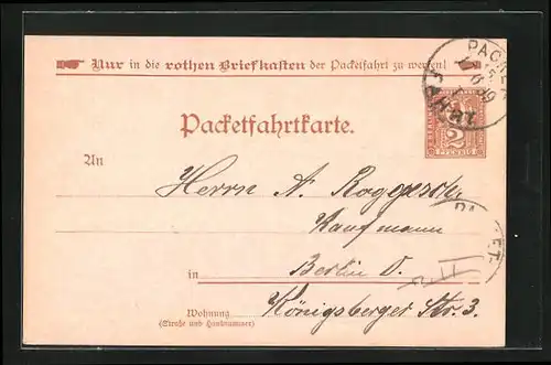 AK Private Stadtpost, Packetfahrtkarte Berlin