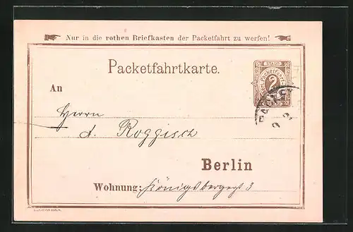 AK Private Stadtpost, Packetfahrtkarte Berlin, Maurer-Meister Hermann Wolff