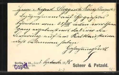 AK Stempel Private Stadtpost, Packetfahrt Berlin, Scheer & Petzold