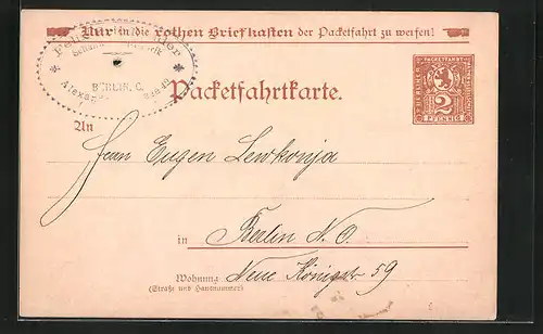 AK Packetfahrtkarte Berlin, Private Stadtpost
