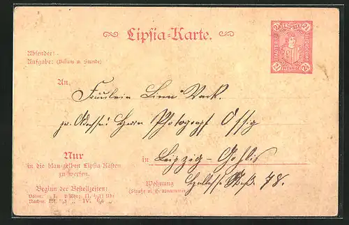 AK Leipzig, Private Stadtpost Lipsia, 2 1 /2 Rpf.