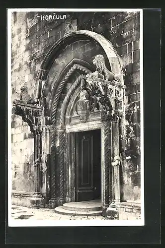 Foto-AK Korcula, Eingangstür einer Kirche