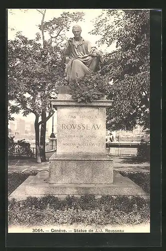 AK Genève, Statue de J.-J. Rousseau