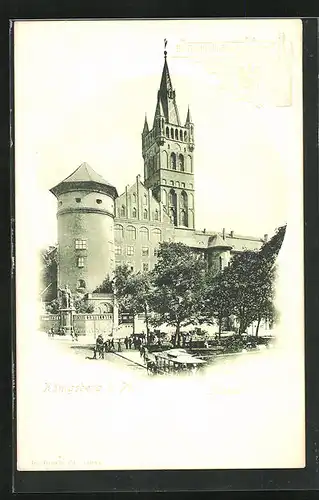 AK Königsberg, Schloss, Reklame für Dr. Fischers Essigessenz
