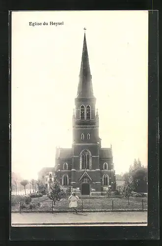 AK Brüssel / Bruxelles-Heysel, l`Eglise, Mädchen vor der Kirche