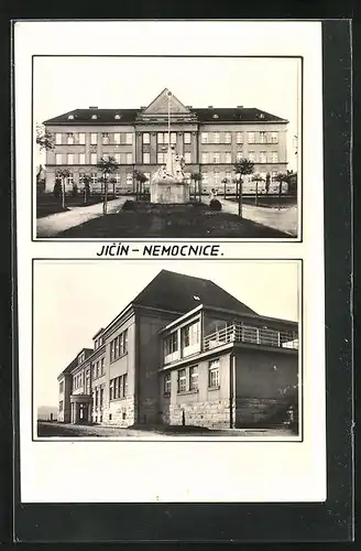 AK Jitschin / Gitschin / Jicin, Gebäude und Denkmal