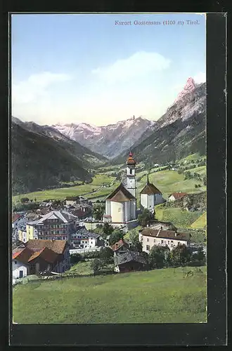 AK Gossensass, Blick auf den Kurort und ins Tal