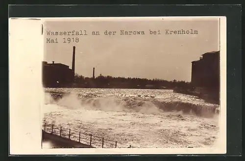 AK Krenholm, Wasserfall an der Narowa, Mai 1918