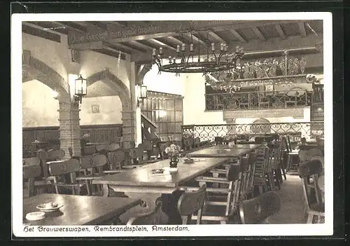 AK Amsterdam, Smits Restaurant Het Brouwerswapen, Rembrandtsplein, Cafezaal