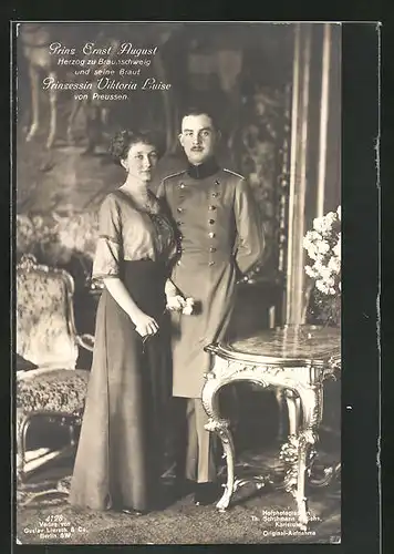 AK Ernst August Herzog von Braunschweig und seine Braut Prinzessin Viktoria Luise