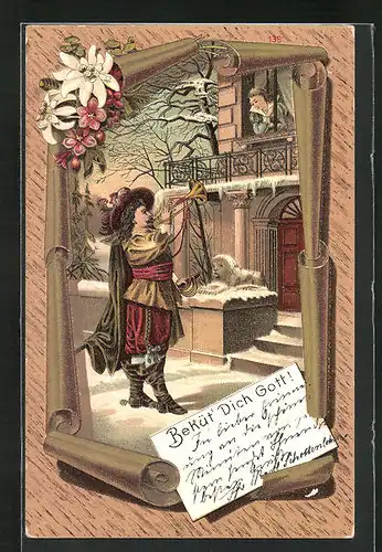 Lithographie Behüt Dich Gott!, Trompeter von Säckingen beim Abschied
